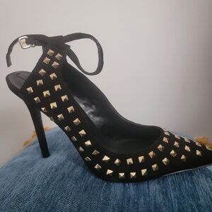 Aldo Black and Gold Studded Heels